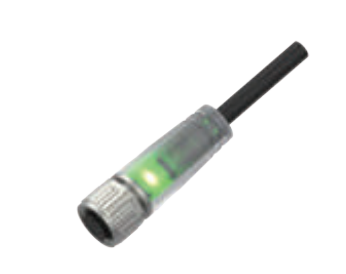 M12-孔头-预铸式连接器-防震止退-带LED指示灯-3+4+5PIN